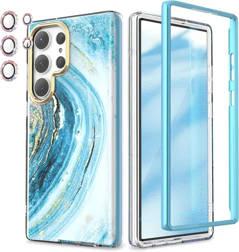 Vista 9 de Funda para Samsung Galaxy S23 Ultra con parachoques [sin protector de pantalla] + protector de cámara, TPU a prueba de golpes, protección de 360°