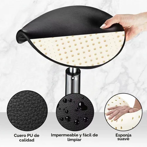 Vista 6 de Silla de montar con ruedas de cuero PU silla giratoria ajustable altura silla negro