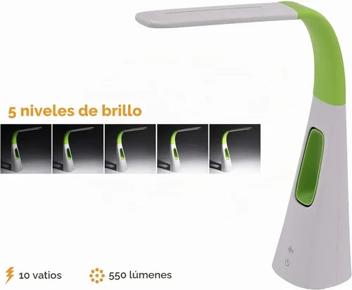 Vista 2 de PureOptics LED VLED1603LM - Lámpara de escritorio con ventilador sin aspas, regulable, cuello ajustable, color verde lima