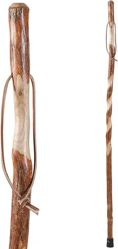 Vista 2 de Brazos Rustic Wood Walking Stick, Twisted Sassafras, Traditional Style Handle, for Men & Women, Made in The USA