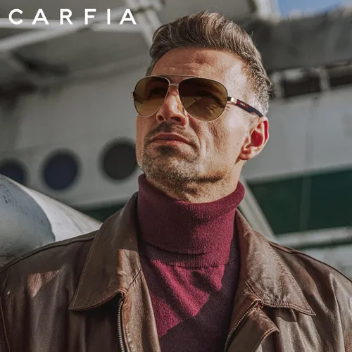 Vista 2 de Carfia Pilot Sunglasses for Men Polarized UV Protection Ultra Lightweight Metal Frame CA5391