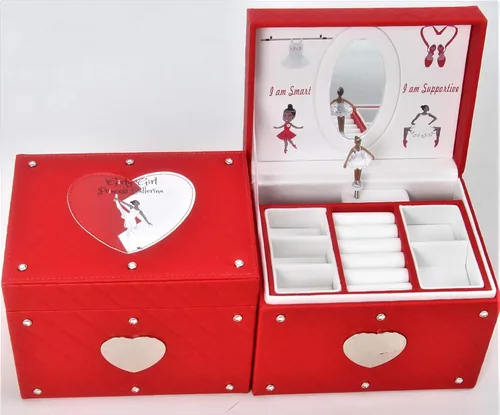 Vista 5 de Girly Girl Princess Ballerina - Belleza afroamericana - Caja de joyería musical rojoblanco