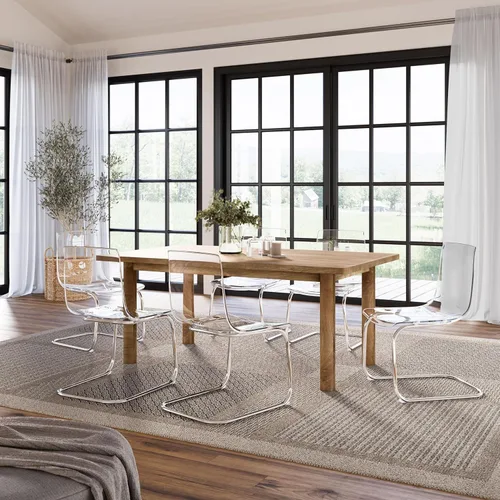 Vista 6 de Silla de comedor con respaldo transparente para el hogar, silla de acrílico de ocio de diseño minimalista, con respaldo de silla de acrílico