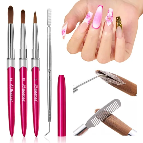 Vista 9 de Beetles - Brocha de uñas para constructor de uñas de gel de doble punta, herramientas de pintura, pincel de uñas, cepillo de limpieza de uñas