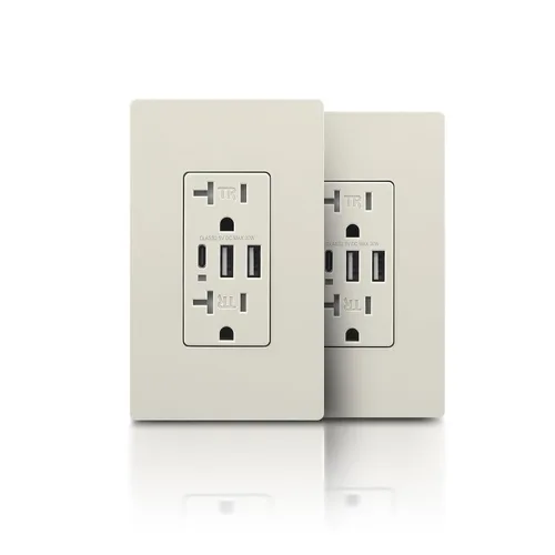 Vista 21 de TOPELER Toma de pared USB C negra, toma eléctrica de carga rápida de 30W 6.0Amp con 3 puertos USB (1*Tipo C y 2*Tipo A), receptáculo resistente a