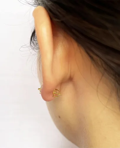 Vista 4 de DELECOE 2 pares de aretes de oro con tornillo para poste roscado de 0.032"/20 calibre, repuestos de aretes de plata de ley chapados en oro de 14
