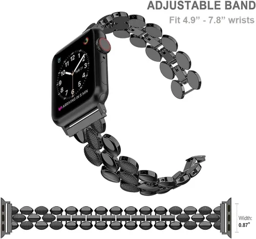 Vista 5 de Moolia Correa Elegante de Metal Compatible con Correa de Apple Watch de 38mm, 40mm, 41mm, 42mm, Correa de Moda para Mujer, Correa de Repuesto