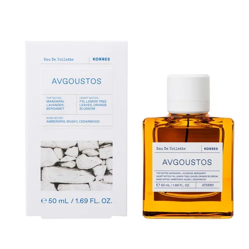 Vista 4 de KORRES Avgoustos Eau de Toilette, espray de higo y cítricos, aroma unisex con bergamota de lavanda mandarina, hoja de limón y higo medio, base