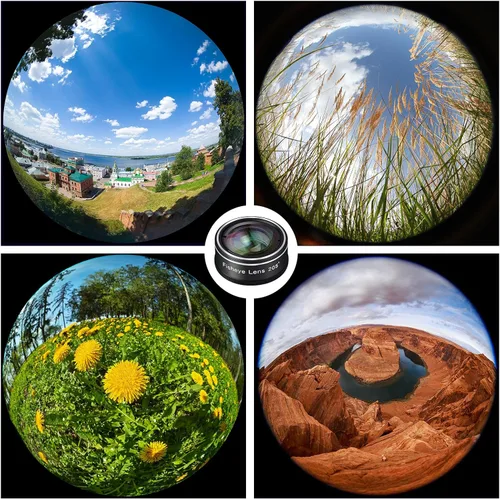Vista 5 de Lente de cámara de teléfono, lente ojo de pez 198 + 120 lentes súper gran angular + 20 lentes macro, kit de accesorios de fotografía para cámara