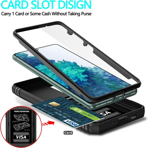 Vista 4 de Funda para Galaxy S20 FE 5G, para Galaxy S20 FE 4G con 3 protectores de pantalla de vidrio templado con soporte integrado + cubierta de cámara