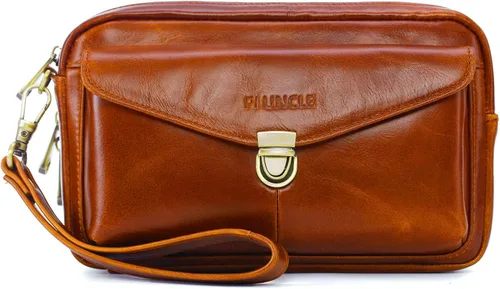 Vista 15 de Cartera organizadora de cuero para hombre con ranuras protectoras para tarjetas de crédito