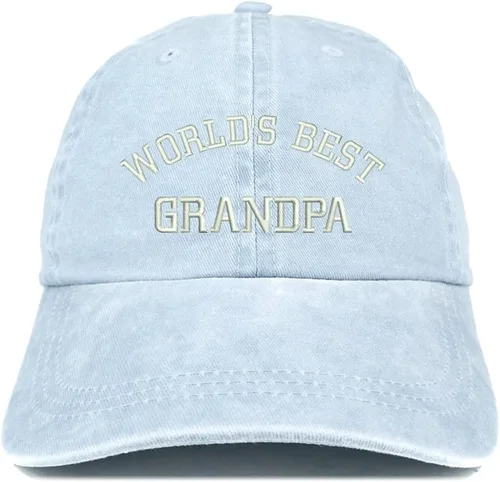 Vista 15 de World 's Best Grandpa bordado Pigmento teñido de perfil bajo algodón Cap Negro