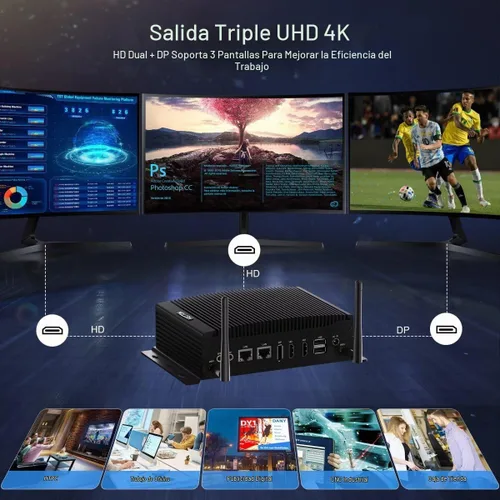 Vista 4 de HISTTON Mini PC sin ventilador i7-10810U/10510U, 8GB RAM 256GB SSD