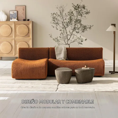 Vista 4 de Sofá Boneless de 3 plazas con juego de diván, sofá modular de 92 pulgadas, sofás reversibles en forma de L con asiento profundo, sofás de sherpa