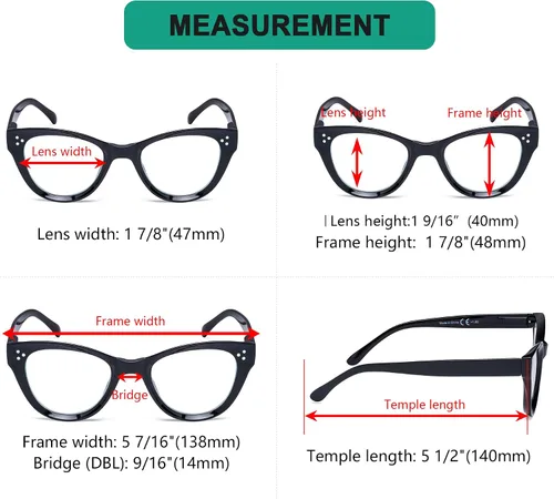 Vista 3 de Eyekepper Paquete de 4 lentes con diseño de ojo de gato de gran tamaño para mujer Lupa para mujer, elegantes lentes de lectura para mujer