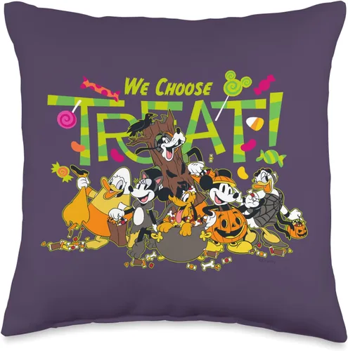 Vista 5 de Disney Mickey and Friends We Choose Treat - Almohada de Halloween, 18.0 x 18.0 in, multicolor