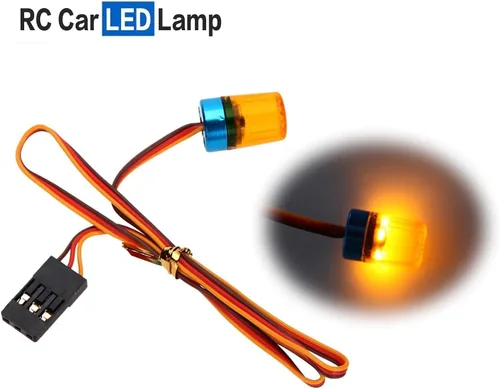 Vista 4 de 2 luces LED ultra brillantes de policía, lámpara estroboscópica de flash giratorio, 5 modos para 1/8 1/10 1/14 RC coche extinción de incendios