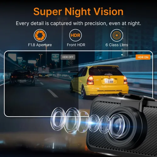 Vista 6 de Miofive Cámara de salpicadero delantera – Cámara de salpicadero 4K UHD para coches, Bluetooth incorporado, Wi-Fi de 5G, GPS, pantalla IPS de 3