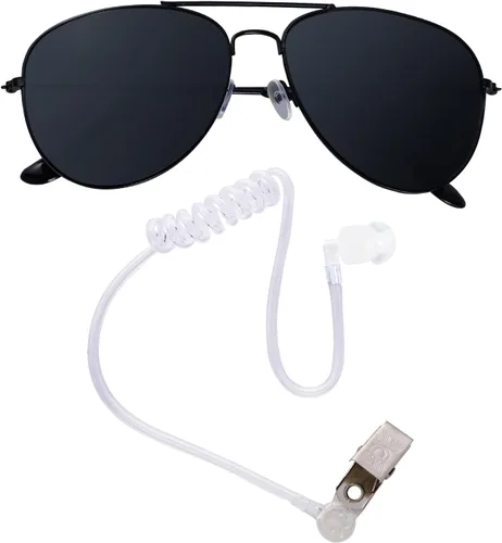 Vista 7 de Sucrain Juego de 6 gafas de sol negras con tapones para los oídos, portador de anillo para disfraz de Halloween