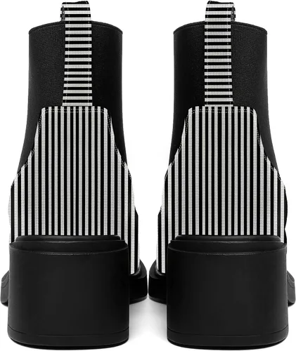 Vista 4 de AMBELIGHT Botas de tacón alto para mujer, estilo casual, con punta redonda, elástica, sólidas, gruesas, de 2.5 pulgadas