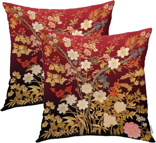 Vista 26 de Batmerry Fundas de almohada de bosque de arce otoñal, casas de sillas de madera, hojas amarillas, fundas de almohada decorativas, impresión digital