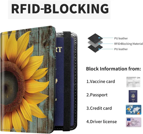 Vista 3 de Combo de portatarjetas de pasaporte y vacunación con bloqueo RFID-X-1, Madera de girasol., Minimalista