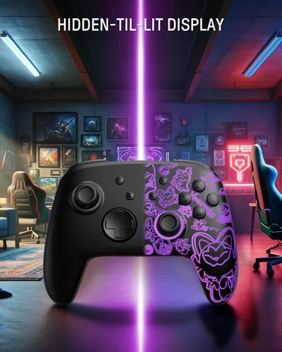 Vista 2 de FUNLAB Firefly patrón luminoso Controlador de interruptor, controlador Switch Pro inalámbrico compatible con Nintendo SwitchOLEDLite, mando a