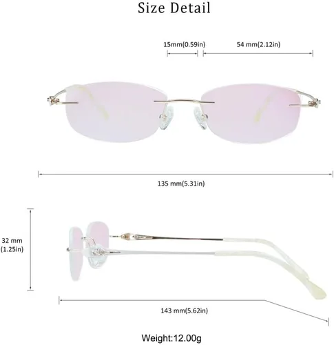 Vista 56 de LifeArt Pure Titanium Frame Glasses/Blue Light Blocking Reading Glasses, Reduce Eyestrain, Stylish for Men and Women 3033_(champán Clear)