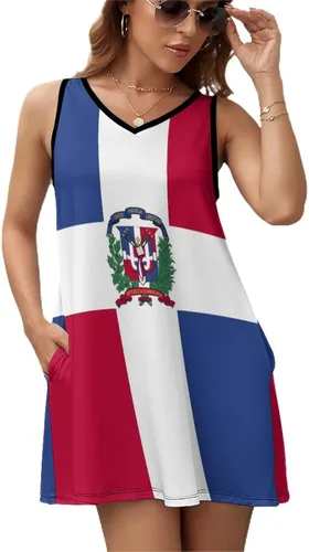 Vista 4 de Vestido largo con bandera dominicana para mujer, top de verano, talla XS, Estilo-4