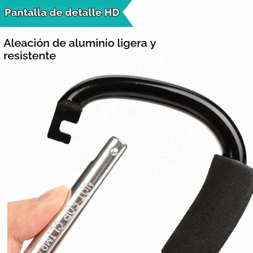 Vista 6 de Funbliss Ganchos para cochecito de bebé, paquete de 2 clips grandes de 6.6 pulgadas, práctico organizador de ganchos para bolsas de pañales, ropa