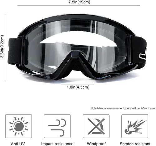 Vista 3 de AVV Gafas de motocicleta para hombres y mujeres – Gafas de motocross ATV resistentes al viento, gafas anti UV todoterreno para montar MTB Motocross