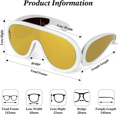 Vista 6 de MuagoChic MC2303 - Gafas de sol cuadradas de gran tamaño para mujer y hombre, estilo aviador, montura grande, gruesas, clásicas, para hombre