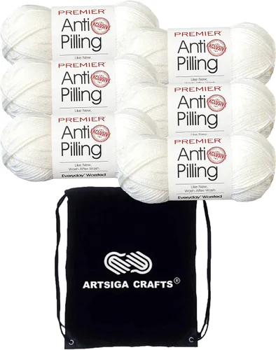 Vista 64 de Premier Yarns Antibolitas para todos los días Blancanieves 100-1 Dn100-1-Snow-White