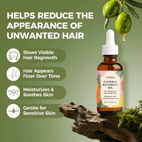 Vista 2 de Cyperus Rotundus Aceite para depilación – Aceite orgánico de rotondo de ciprés prensado en frío para ayudar a reducir la apariencia de cabello