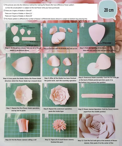 Vista 3 de Decoración de flores de papel gigantes para boda, fiesta, telón de fondo de flores, flores hechas a mano para guardería, decoración de pared de Crema