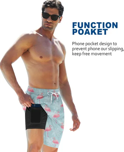 Vista 4 de UNICOMIDEA Bañador para hombre con forro de compresión de 9 pulgadas de largo
