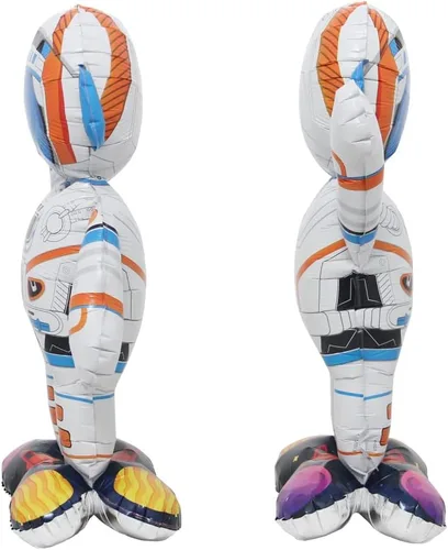 Vista 8 de Globos inflables de astronauta y hombre espacial con base de pie de papel de aluminio, tema espacial para niños, decoración de fiesta de cumpleaños