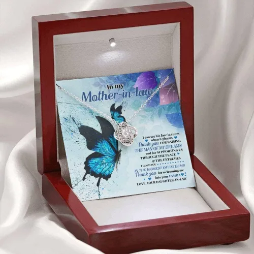 Vista 3 de Message Card Jewelry, Handmade Necklace, Mother In Law Necklace, To My Mother-in-Law Highest Of Esteems Love Knot Necklace, Love Knot Necklaces