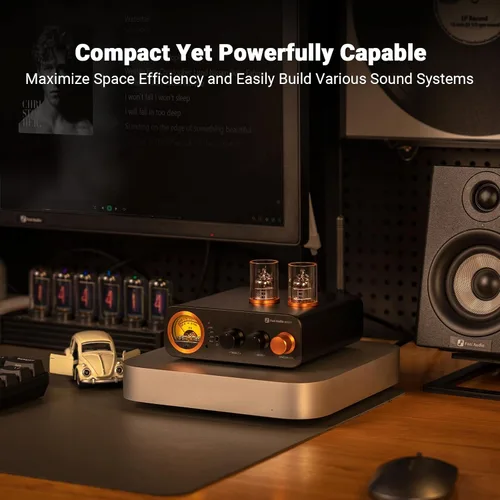 Vista 3 de Fosi Audio MC331 Amplificador integrado con tubo y DAC, amplificador de potencia estéreo de 2 canales para audio doméstico para altavoces
