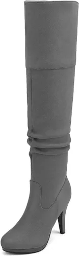 Vista 15 de DREAM PAIRS Botas altas para mujer, con plataforma, negras, tacón alto robusto, por encima de la rodilla Negro
