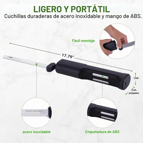 Vista 6 de NutriChef Cuchillo Eléctrico Inalámbrico Fácil de Usar Función de Seguridad Constante ENCENDIDO/APAGADO Cuchillo de Cocina Liviano Para Carvar