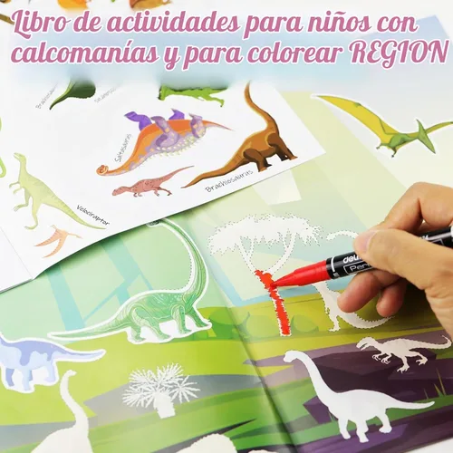 Vista 6 de Libro de calcomanías de dinosaurios para niños, más de 230 calcomanías y 8 escenas, parque de dinosaurios, libro de actividades lado a lado