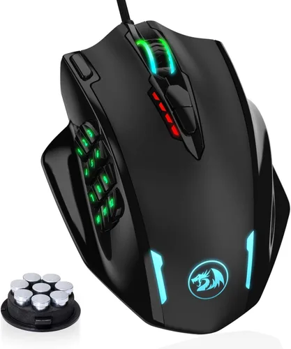 Vista 6 de Redragon Teclado mecánico para juegos K556 RGB M908 MMO Gaming Mouse Bundle