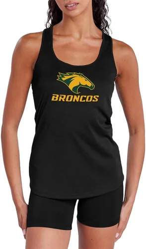 Vista 203 de Camiseta deportiva sin mangas oficial de NCAA Collegiate para mujer, con espalda cruzada, colección con logotipo primario