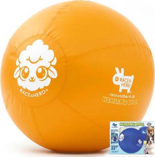 Vista 10 de Race&Herd Pelota de pastoreo XXL original de 25 pulgadas para perros grandes, juguetes de pastoreo, pelota duradera para perros grandes al aire