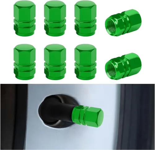 Vista 29 de Osilly Tapones de válvula de vástago de neumático de automóvil, 4 piezas de cubiertas de vástago de válvula de aleación de aluminio, resistentes a