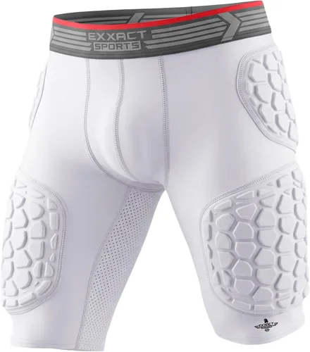 Vista 10 de Exxact Sports Elite - Faja de fútbol para adultos con 5 almohadillas para hombres con bolsillo para tazas, pantalones cortos de compresión