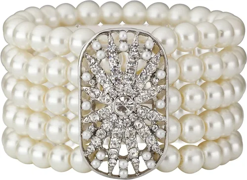 Vista 23 de Cizoe (aa) - Juego de accesorios de estilo Gatsby de la década de 1920, para mujer, diadema de estilo flapper, tocado, collar, guantes
