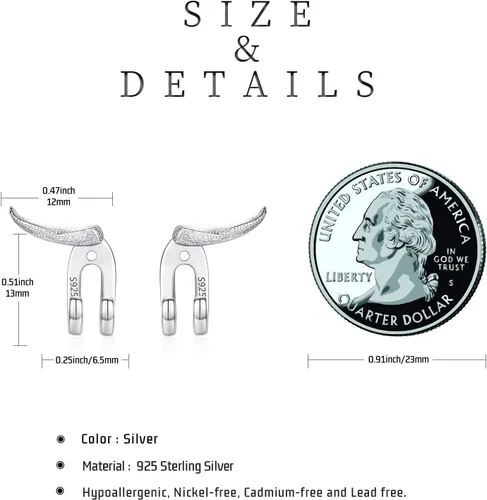 Vista 6 de StoryEtain Aretes de tuerca desmontables de plata de ley 925 con circonita cúbica, aretes negros perforados, aretes punk negros, regalo de joyería