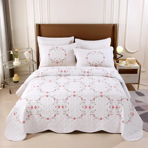 Vista 107 de Mixinni - Juego de colcha reversible de 2 piezas, tamaño individual, color beige, con patrón bordado elegante, juego de edredón y funda de almohada